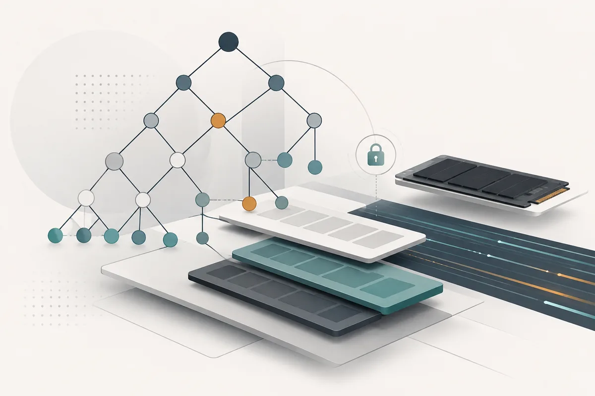 Featured visual representing B-Epsilon Tree Database Storage Engines and Lock-Free Flash Page Management on NVMe SSDs