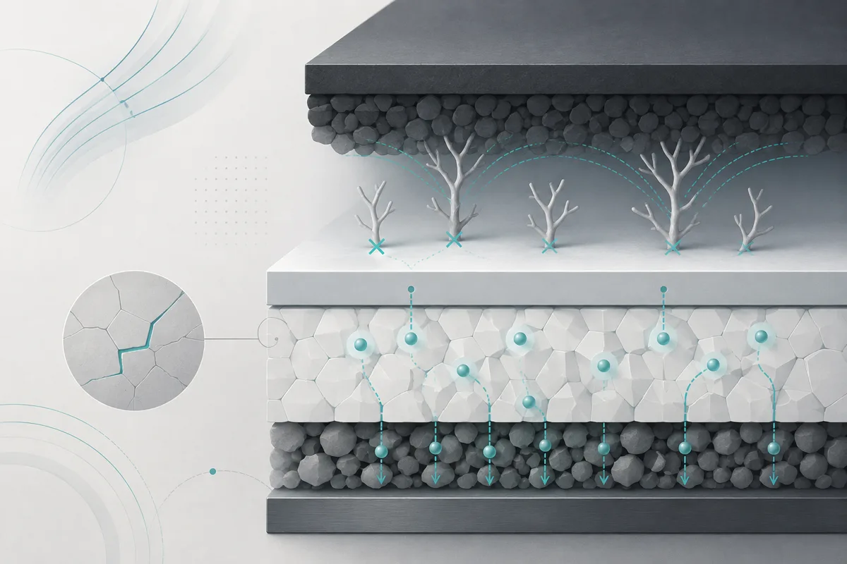 Featured visual representing Solid-State Lithium-Metal Batteries: Ceramic Electrolyte Dendrite Suppression and Interfacial Chemo-Mechanics